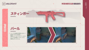 【VALORANT】パッチ5.06 |スティンガーバフ、パールの大型リノベーション、試合終了画面にどのプレイヤーがプレイ中に悪質行為を行ったかを検出して表示する機能が実装