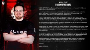 「BLEED Esports」yayが体調不良でRiot Games ONE欠場、LEGIJAコーチが代打で出場