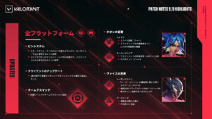 【VALORANT】パッチノート 9.11 | ネオンが遂に弱体化、ヴァイスが強化、マップ上で打ったピンがフィールド上に表示されなくなるように