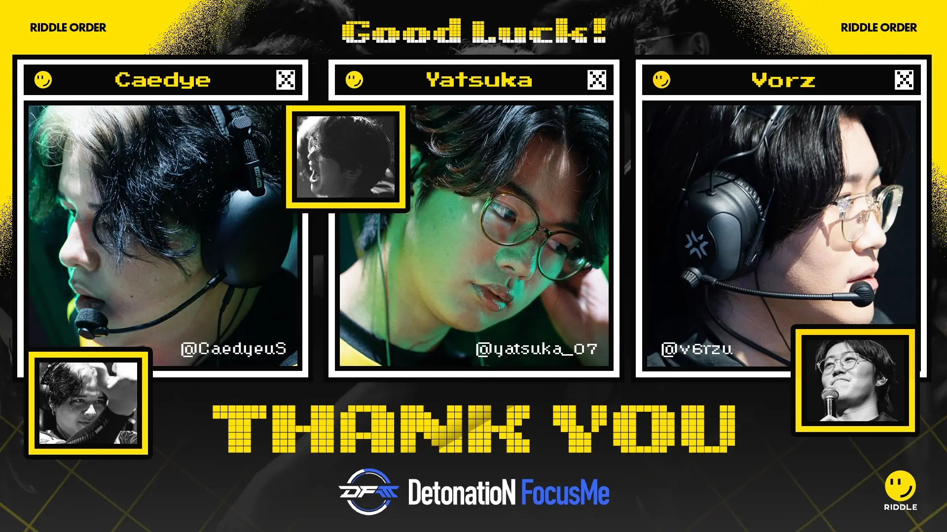 RIDDLEからCaedye、yatsuka、Vorzが「DetonatioN FocusMe」へ移籍へ